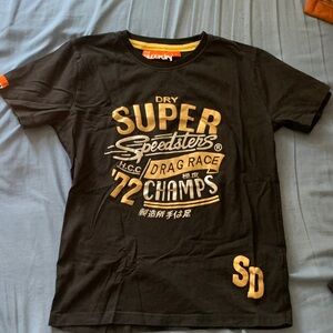 Superdry Black and Gold Graphic Tee